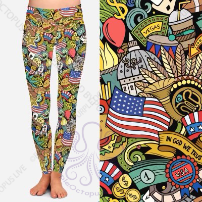8214 America the Beautiful Collage DESIGNER LEGGINGS JV-D25