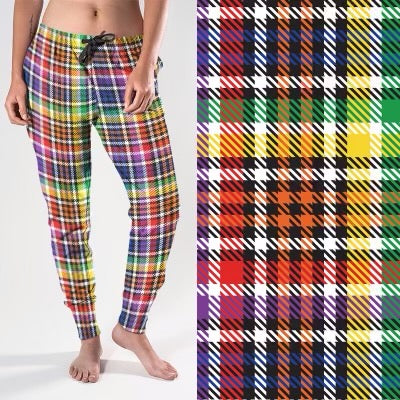 8247j Rainbow Plaid DESIGNER JOGGERS JV-B31C