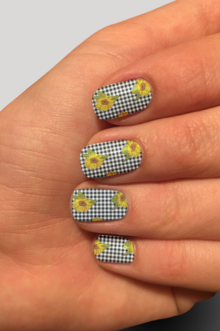 8254n Sunflowers On Plaid CUSTOM PRINT NAIL STRIPS JV-Z99