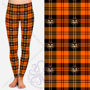 8269 Jack O Lantern Plaid POD DESIGNER LEGGINGS JV-HA35B