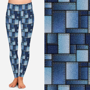 8290 Denim Look Patched POD DESIGNER LEGGINGS JV-K6C