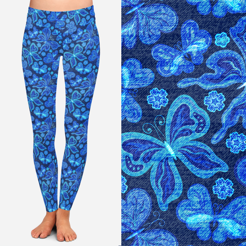 8295 Denim Look Butterfly Effect POD DESIGNER LEGGINGS JV-E9C