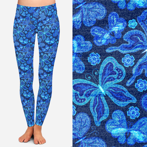 8295 Denim Look Butterfly Effect POD DESIGNER LEGGINGS JV-E9C