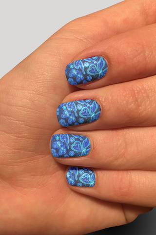 8295n Denim Look Butterfly Effect CUSTOM PRINT NAIL STRIPS JV-Z99