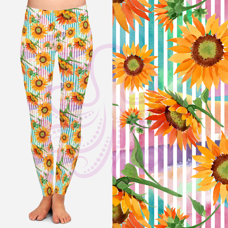8306 Bands of Sunflowers POD DESIGNER LEGGINGS JV-N24C