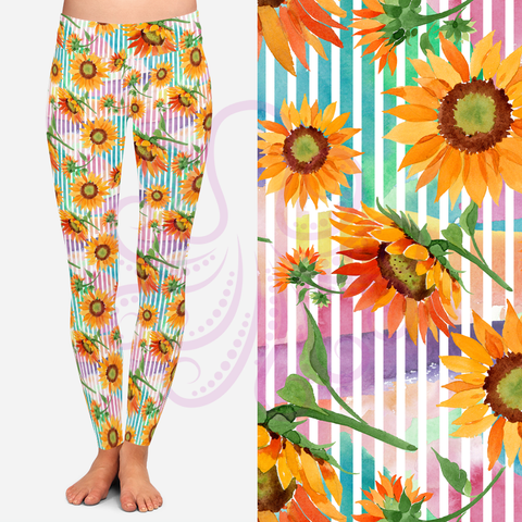 8306 Bands of Sunflowers POD DESIGNER LEGGINGS JV-N24C