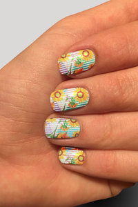 8306n Bands of Sunflowers CUSTOM PRINT NAIL STRIPS JV-Z99