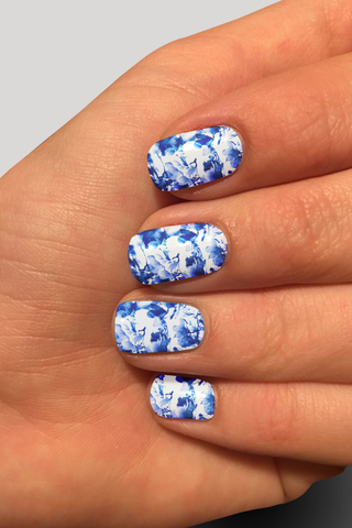8319n Floral Delft CUSTOM PRINT NAIL STRIPS JV-Z99