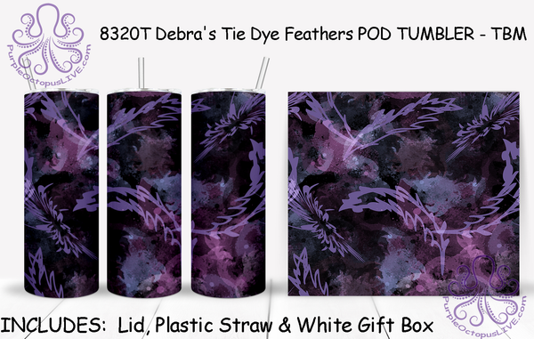 8320T Debra's Tie Dye Feathers POD TUMBLER - TBM