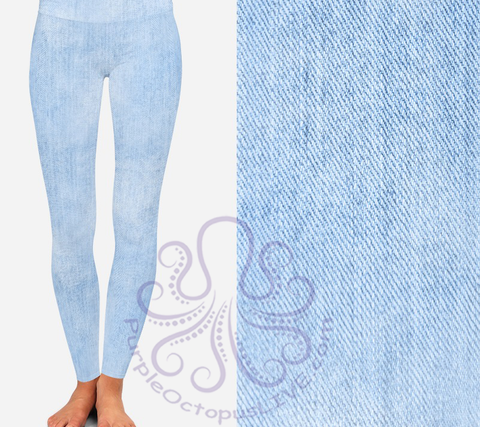 8322 Denim Look LT BLUE #2 POD DESIGNER LEGGINGS