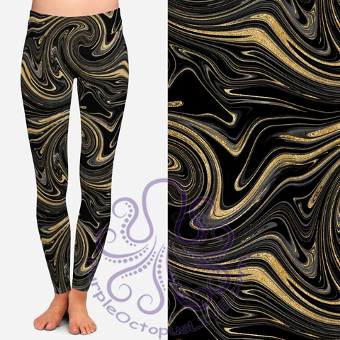8324 Black Gold POD DESIGNER LEGGINGS