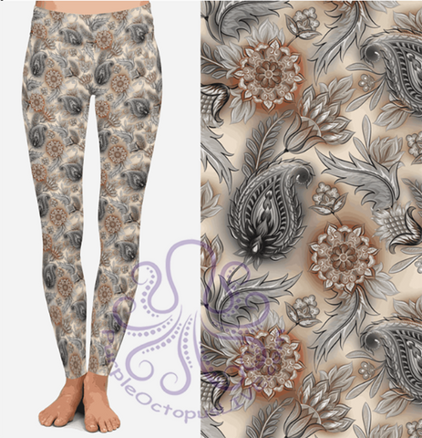 8349 Amber's Smokey Paisley POD DESIGNER LEGGINGS