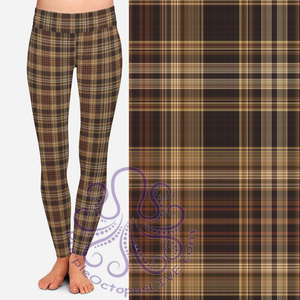 8352 Tammy's Brown Plaid POD DESIGNER LEGGINGS