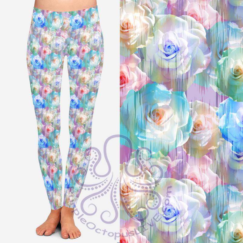8356 Christie's Watercolor Roses POD DESIGNER LEGGINGS