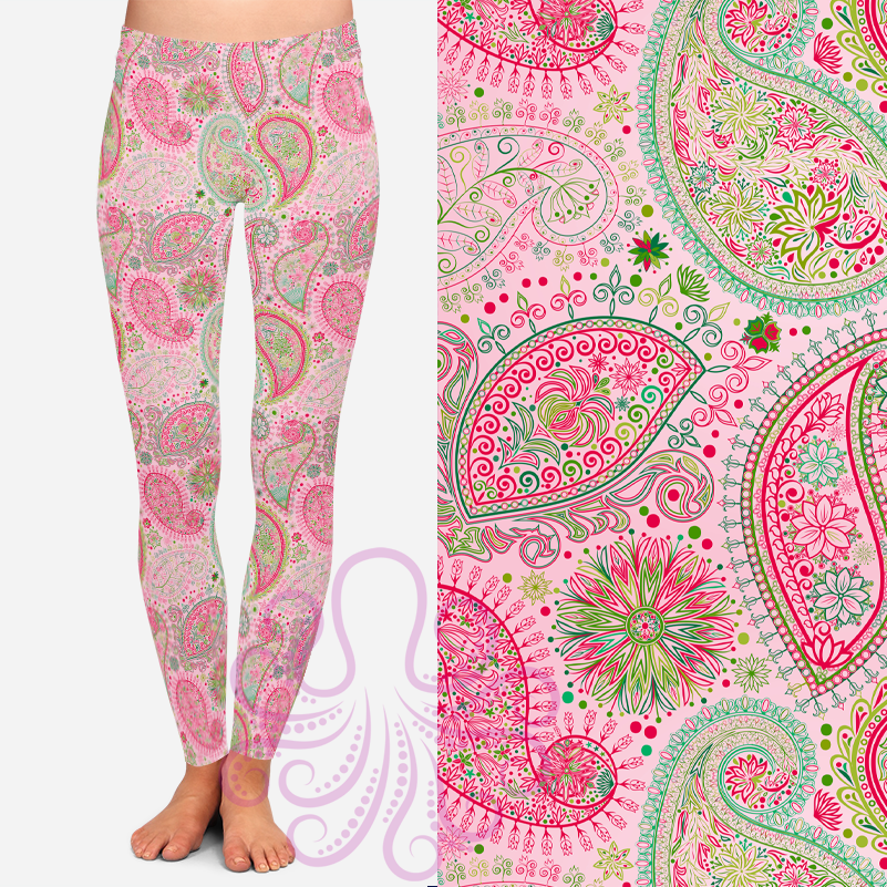 8363 Debbie's Strawberry Paisley POD DESIGNER LEGGINGS JV-HA31C G