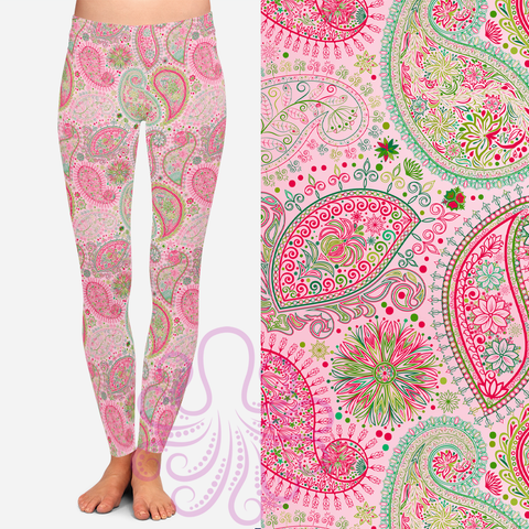 8363 Debbie's Strawberry Paisley POD DESIGNER LEGGINGS JV-HA31C G