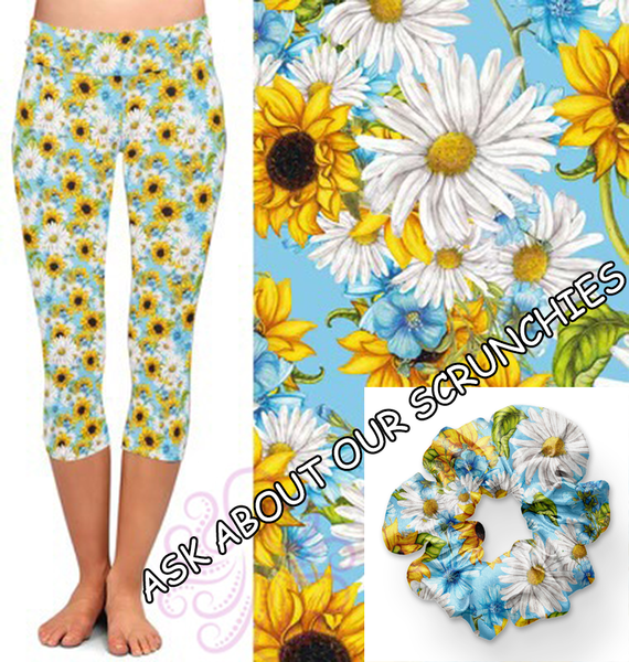 8379hs Blue Sky Floral POD HAIR SCRUNCHIE