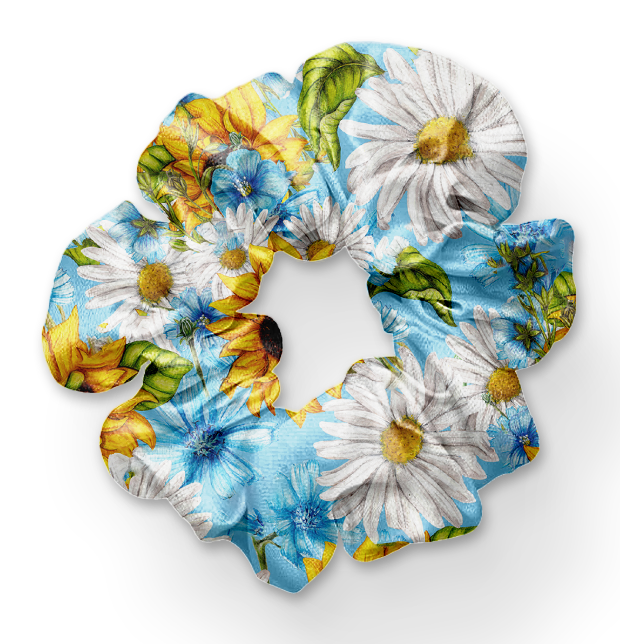 8379hs Blue Sky Floral POD HAIR SCRUNCHIE