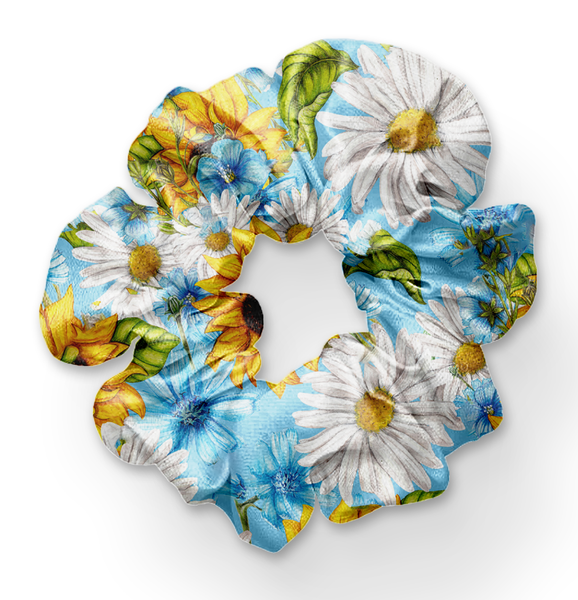 8379hs Blue Sky Floral POD HAIR SCRUNCHIE