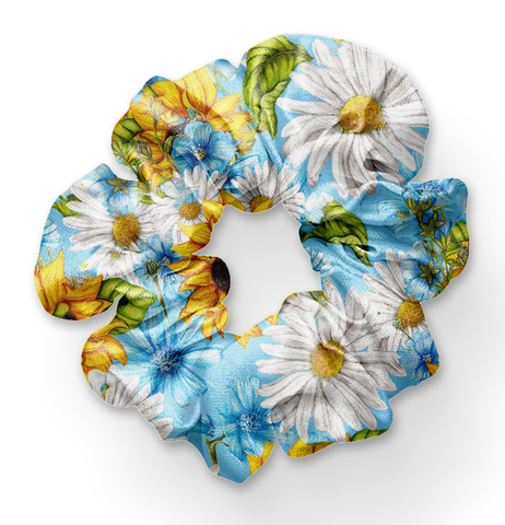 8379hs Blue Sky Floral POD HAIR SCRUNCHIE