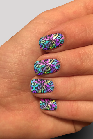 8383n Janie's Pastel Aztec CUSTOM PRINT NAIL STRIPS JV-Z99