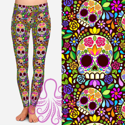 8384 Joy's Sugar Skulls POD DESIGNER LEGGINGS JV-N1C