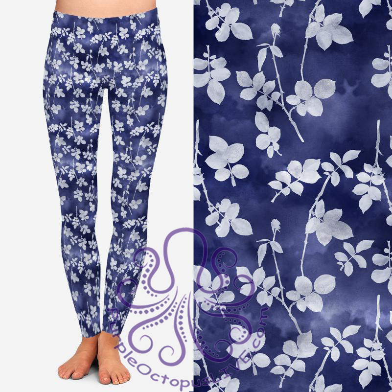 8390 Suzanne's Cloudy Blue Floral POD DESIGNER LEGGINGS JV-B4C