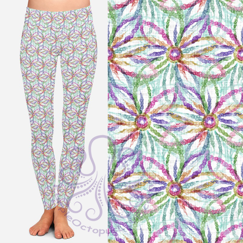 8408 Kristina's Chromatic Daisy POD DESIGNER LEGGINGS JV-D1C