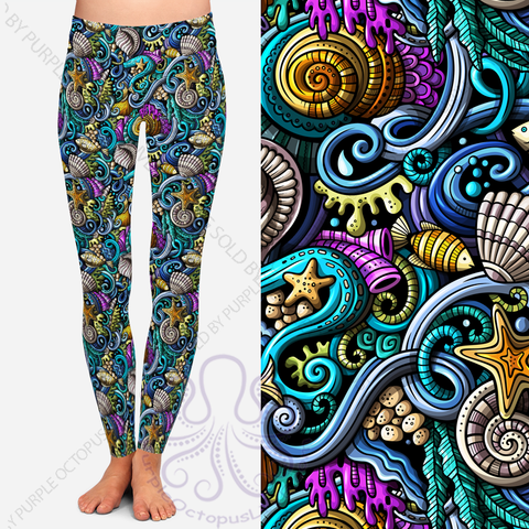 8413 Oceanic Collage POD DESIGNER LEGGINGS JV-E46C