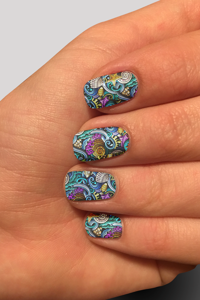8413n Oceanic Collage CUSTOM PRINT NAIL STRIPS JV-Z99