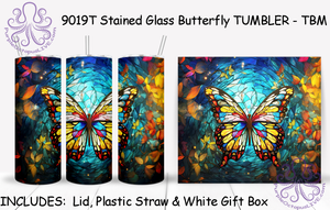 9019T Stained Glass Butterfly TUMBLER - TBM