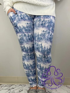 9534 Snowy Trees w PKTS DESIGNER LEGGINGS JV-BBOK