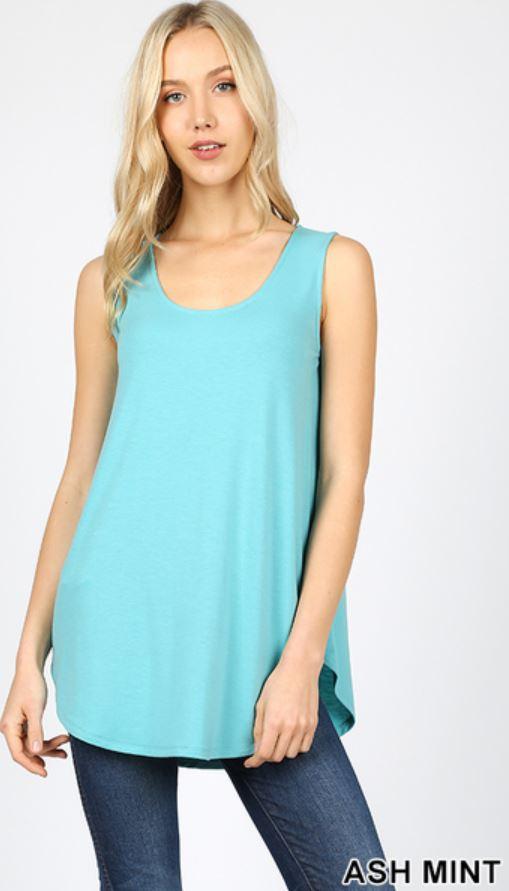 4902 0/0S Round Neck & Hem TOP in ASH MINT JV-T47B
