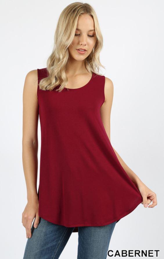 4917 0/0S Round Neck & Hem TOP in CABERNET JV-N7B