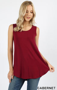 4917 0/0S Round Neck & Hem TOP in CABERNET JV-N7B