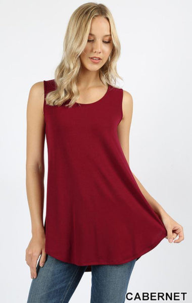 4917 0/0S Round Neck & Hem TOP in CABERNET JV-N7B