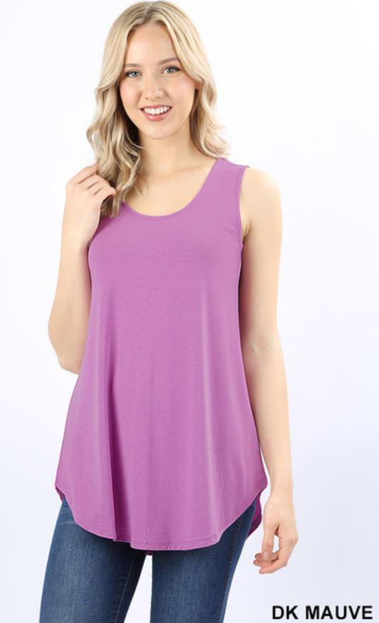 4921 0/0S Round Neck & Hem TOP in DK MAUVE JV-KO