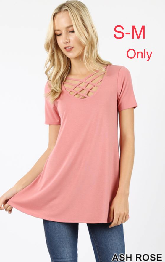 348 1/4S Triple Lattice TOP in ASH ROSE