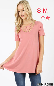 348 1/4S Triple Lattice TOP in ASH ROSE