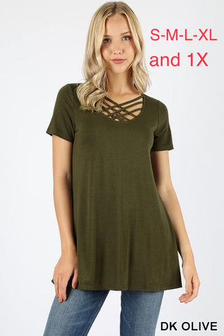 335 1/4S Triple Lattice TOP in DK OLIVE