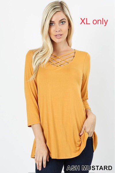 559 3/4S Triple Lattice TOP in ASH MUSTARD