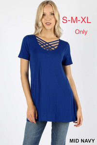 337 1/4S Triple Lattice TOP in MID NAVY (ROYAL)