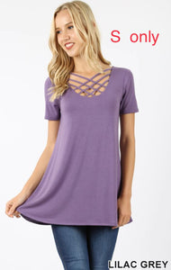 349 1/4S Triple Lattice TOP in LILAC GREY
