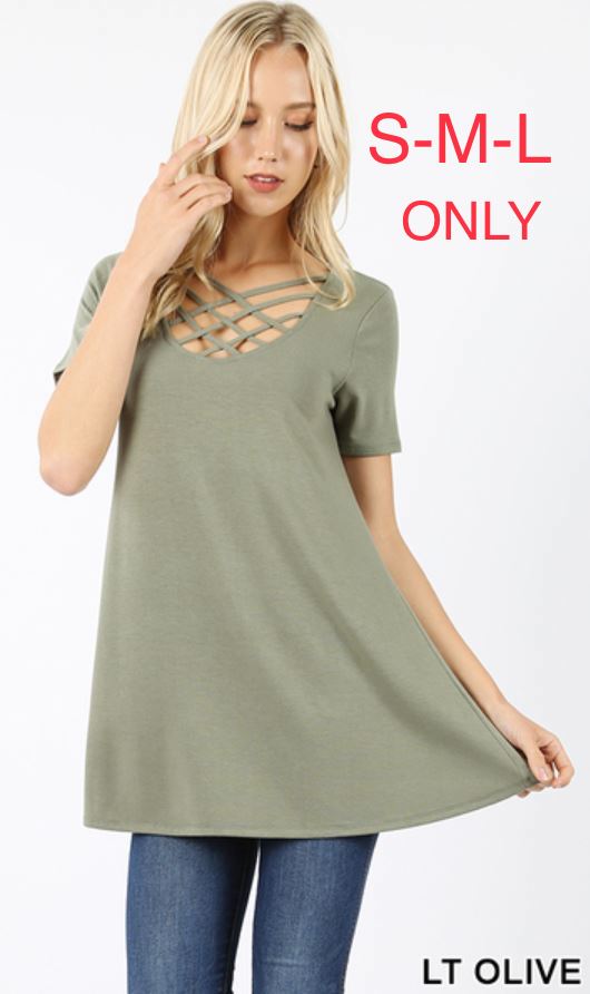 3535 1/4S Triple Lattice TOP in LT OLIVE