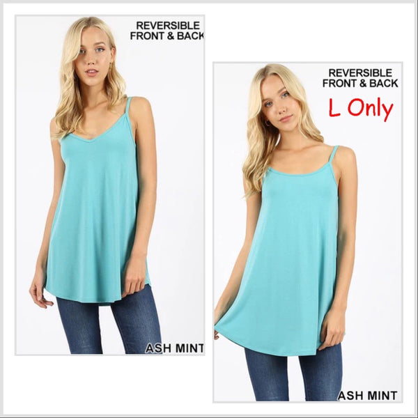 4541 0/0S V & Scoop Neck Reversible CAMI in ASH MINT