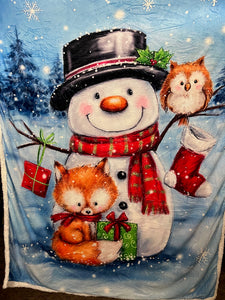 70001 Happy Snowman Sherpa Blanket JV-123