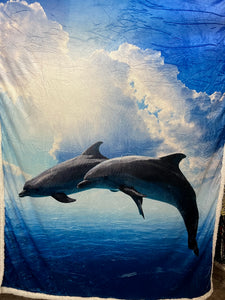 70003 Jumping Dolphins Sherpa Blanket JV-123