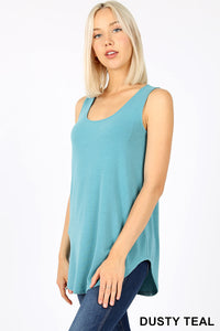 4013 0/0S Round Neck & Hem TOP in DUSTY TEAL JV-T93A