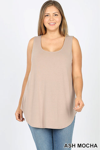 4453 0/0S Round Neck & Hem TOP in ASH MOCHA JV-T67C