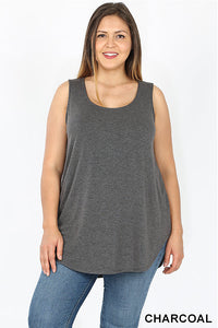 4001 0/0S Round Neck & Hem TOP in CHARCOAL JV-A28B